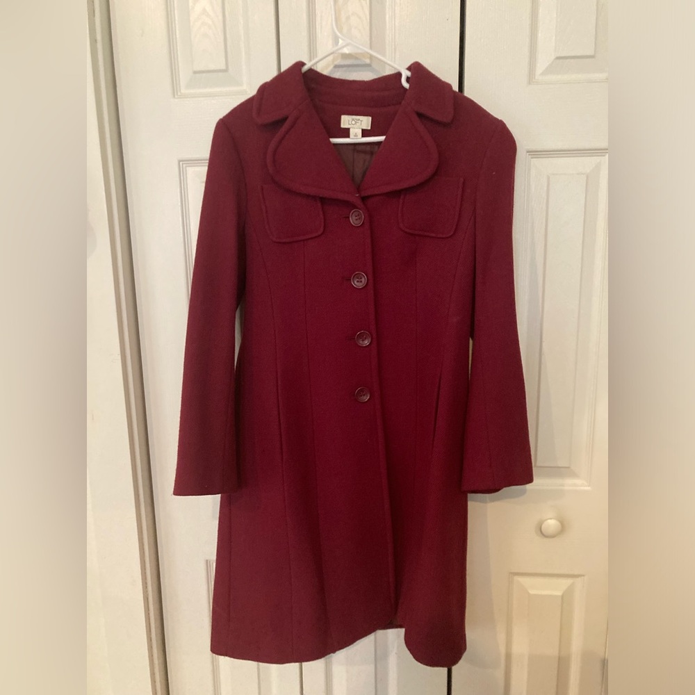 Burgundy Button-Up Coat
